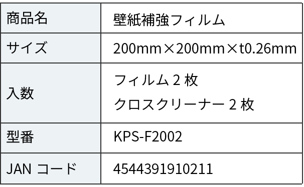 キャビネット耐震金具用　壁紙補強フィルム