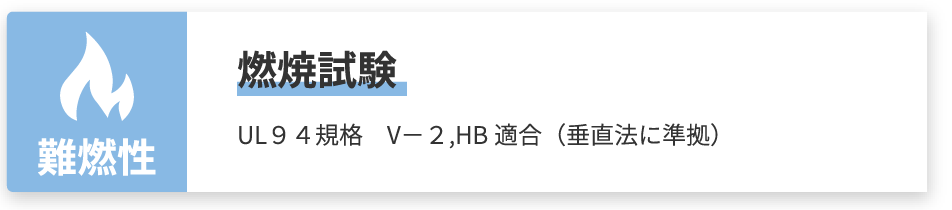 プロセブン耐震マット 難燃性　燃焼試験　UL９４規格　V−２,HB適合（垂直法に準拠）